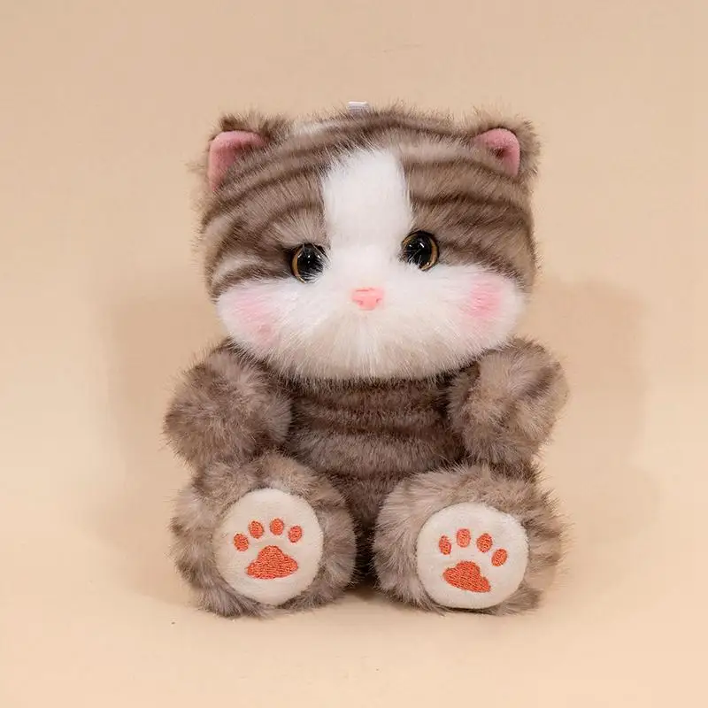 (marrón, 13 Cm) Lindo Mini Gatito De Peluche De 13 Cm, Hecho A Mano