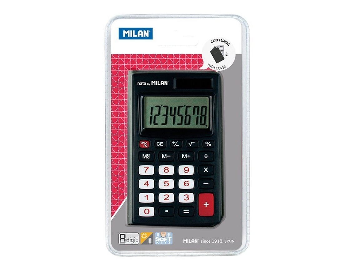 Calculadora de MILAN Negro Y Rojo 8 Dígitos