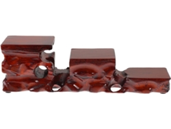 Soporte antiguo para tetera, madera maciza, base cuadrada, piedras rojas talladas, decorativo