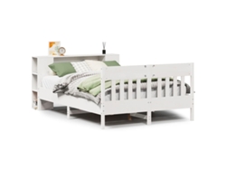 Cama VIDAXL con estante de madera de pino blanco (120x190 cm)