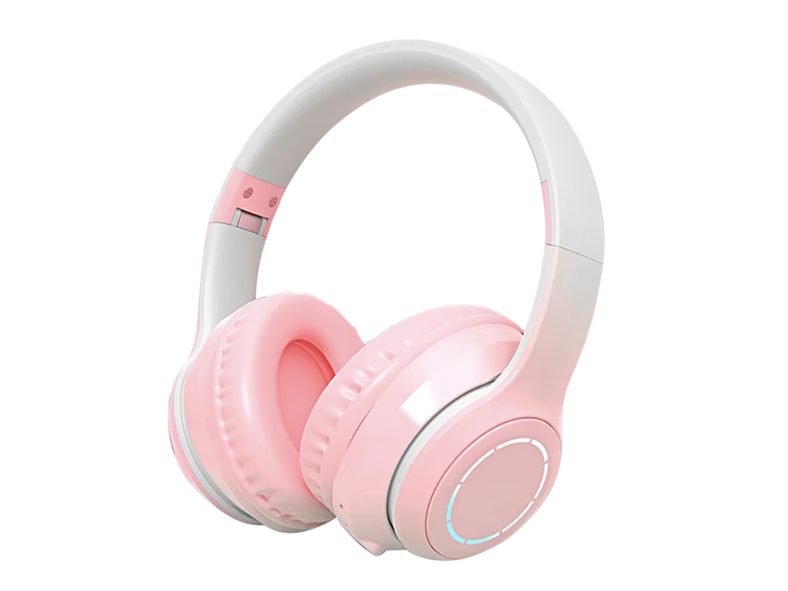 Auriculares Bluetooth Con Graves Potentes, Cancelación De Ruido, Plegables, Color Rosa Degradado Con Luz Para Teléfono Móvil/portátil.