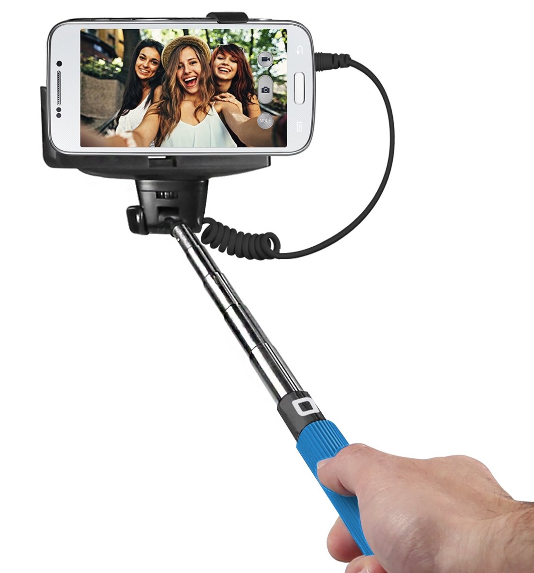 Sbs Palo Selfie universal para smartphone cable jack 35 hasta 1 m adaptador de goma en la barra azul