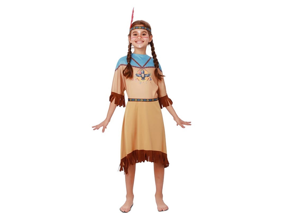 Disfraz de India Apache en vestido con tocado para niña