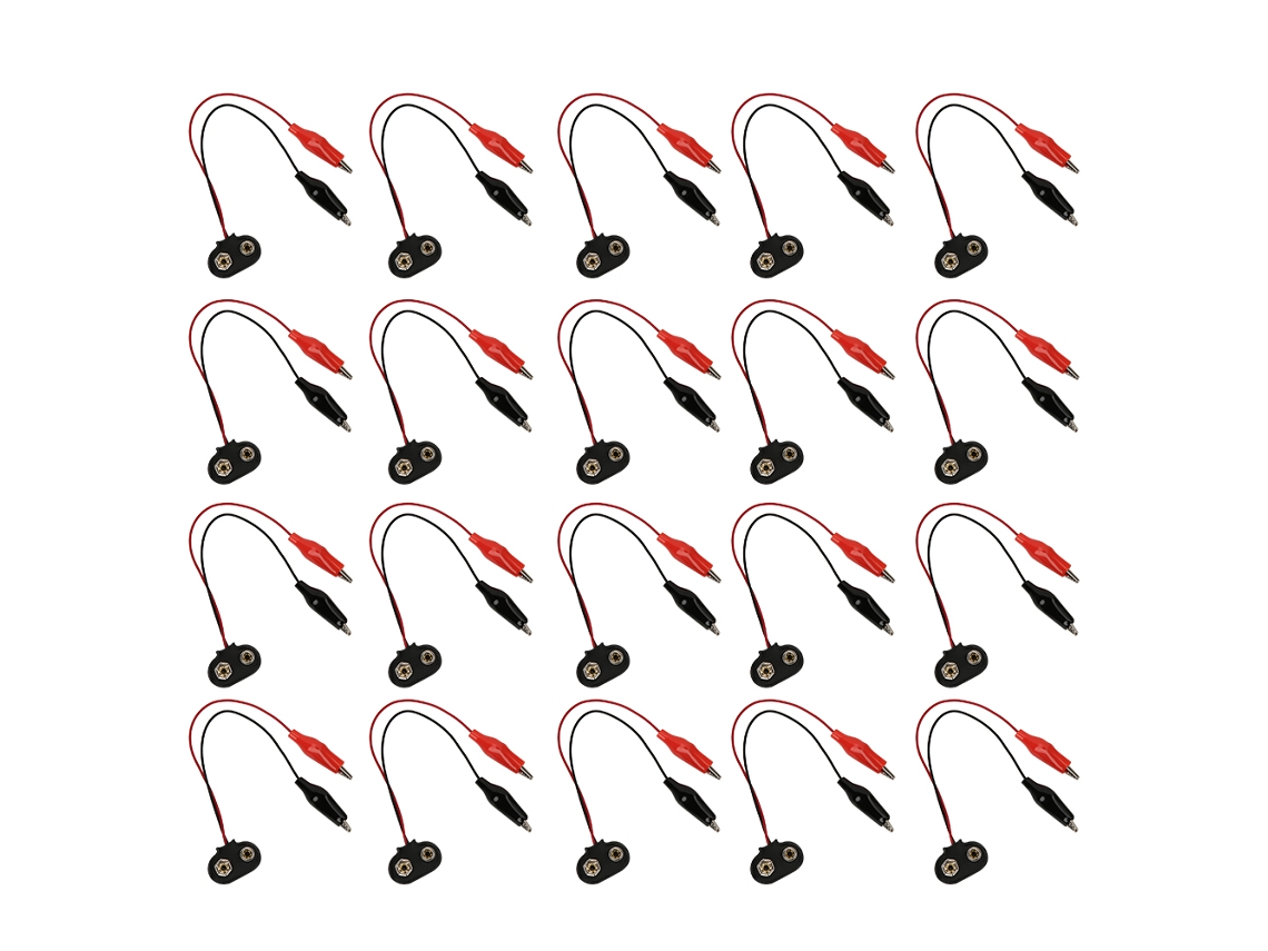 20 Conectores De Mango De Batería Para Cable Con Pinza De Cocodrilo De 9 V Y Sonda De Cable De 15 Cm