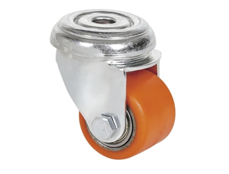 Rueda giratora aguj.m10 21lp35-vnb hierro-poliur.vulcanizado naranja bolas ALEX