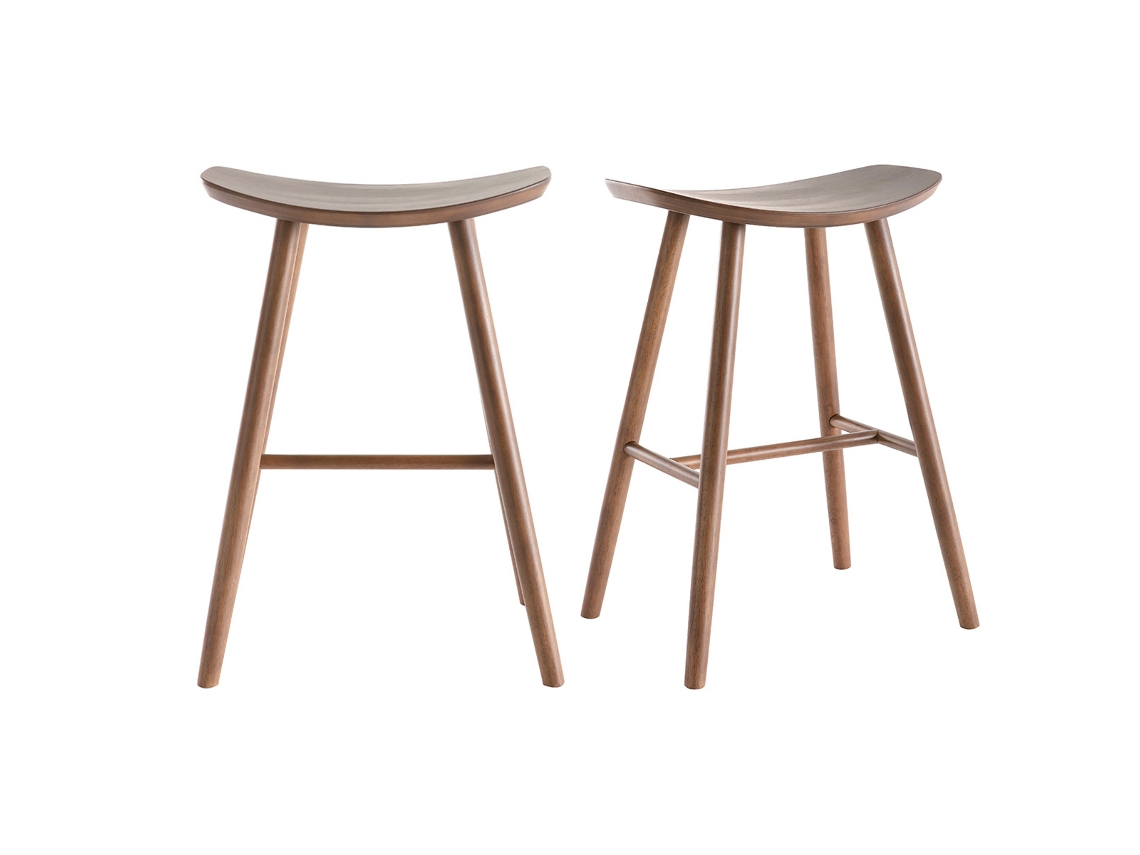 Conjunto de 2 bancos de cozinha em nogueira 65 cm Demory MILIBOO