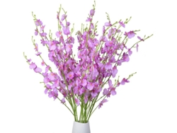 12 Orquídeas Artificiales Blancas, Ramos De Seda Con Tallos Largos De 97 Cm.