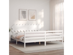 Estructura De Cama Con Cabecero Madera Maciza Blanco 200x200cm
