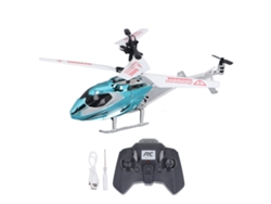 Helicóptero Rc De 3.5 Canales 2.4ghz Recargable Usb Con Luces Realistas Y Hojeo Aleación Control Remoto Azul