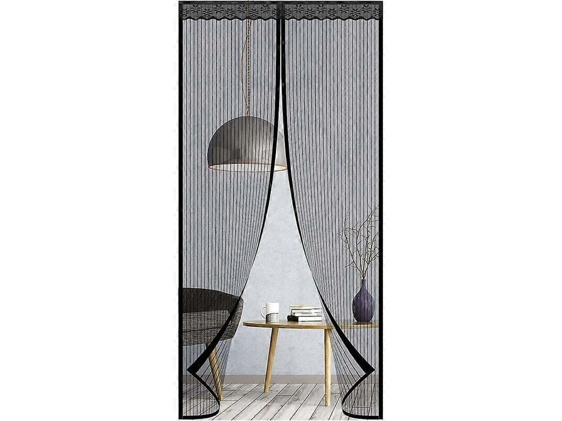 Omni-malla Mosquitera Para Puertas 90x210 Cm, Resistente Para Puerta De Patio Con Imanes Potentes Y Cinta Mágica, Negro