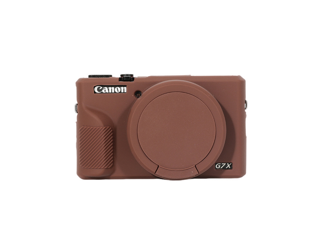 Funda de silicona para cámara Canon PowerShot G7x Mark III con tapa de lente extraíble, marrón GERTIZ