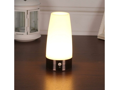 Lámpara de mesa, luz nocturna LED retro, lámpara de noche con sensor de movimiento inalámbrico, requiere 3 pilas AAA de 1,5 V, plástico, luz blanca...