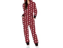 Pijama Navideño De Mujer De Una Pieza Con Capucha, Cómodo, De Manga Larga, Para Dormir Fes