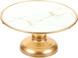 Suporte Para Bolo Com Base Alta Em Folha De Flandres E Detalhes Em Dourado.