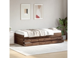 Sofá Cama Con Cajones Sin Colchón Roble Marrón 100x200 Cm
