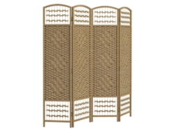 Biombo 4 Painéis Corda Papel Decoração Natural Quarto