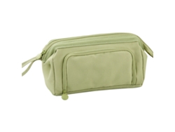 Estuche para lápices para niños, gran capacidad, doble cubierta con diseño de ventilación, portátil, verde, cremaller