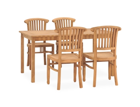 Conjunto 5 Conjunto de comedor de jardín VIDAXL madera maciza de teca