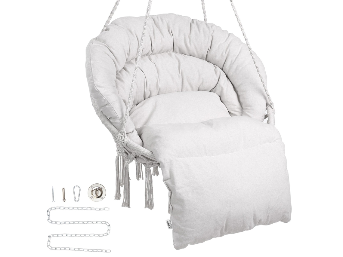 Silla Giratoria de Red Silla Suspendida de Macramé con Almohadilla para Interior y Exterior VEVOR