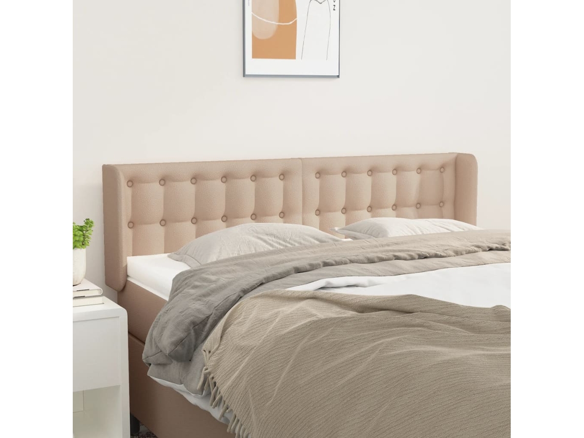 Cabecero De Cuero Sintético Color Capuchino 147x16x78/88 Cm