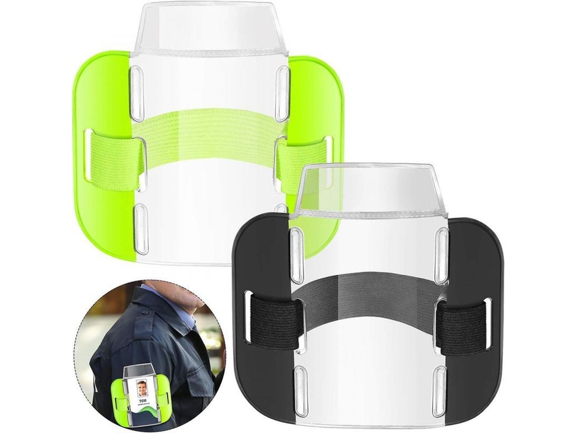 2026rebe-2pcs Porta Insignias Brazo Ajustable Con Correa Para Personal De Seguridad Emergencia Dwe Verde Negro