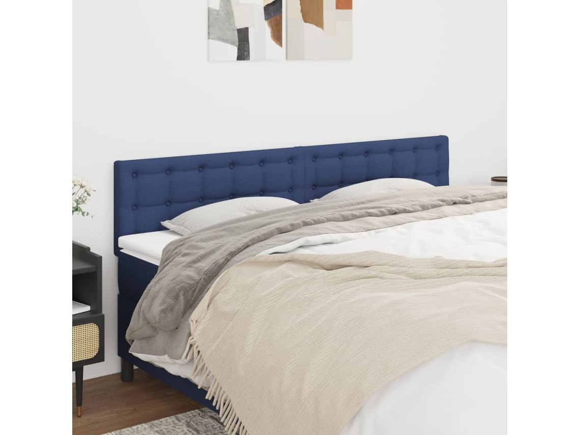 Cabeceros 2 Unidades De Tela Azul 90x5x78/88 Cm