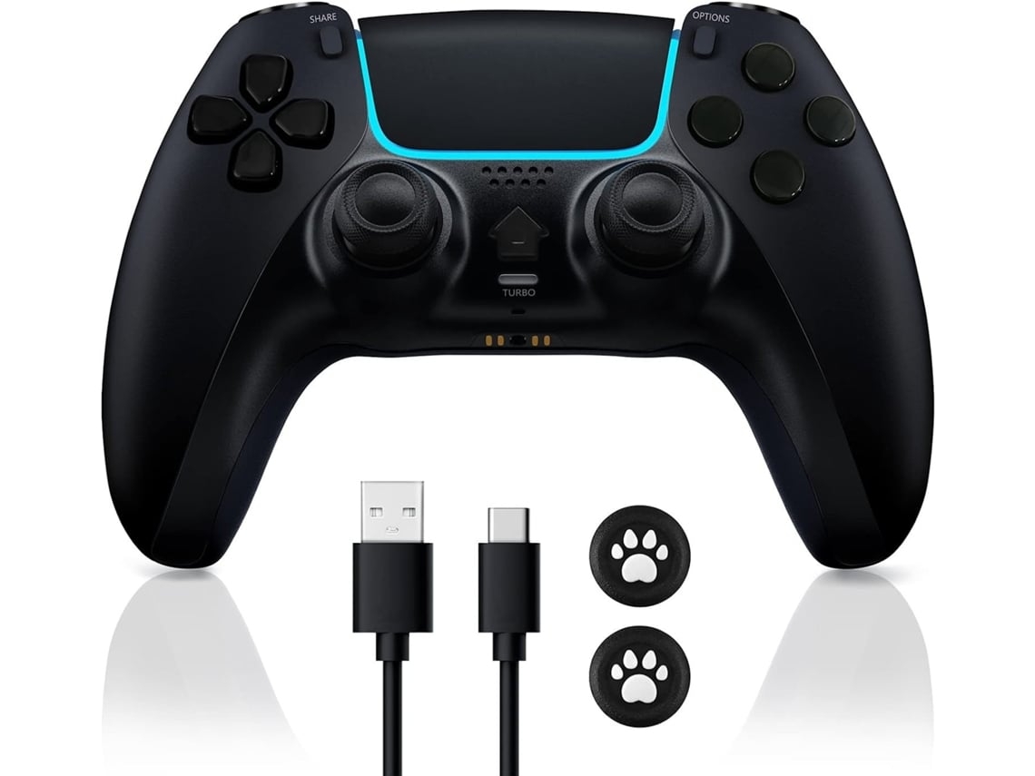 Controlador inalámbrico Ps4 Compatible con consola Ps4/Slim/Pro/Pc Joystick de juego de doble vibración almohadilla táctil altavoz incorporado negro YIZHOOD