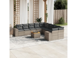 Conjunto de sofá de jardín de 11 piezas con cojines, ratán gris, DKD Home Decor