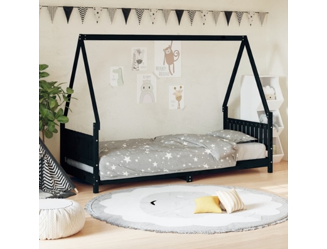 Estructura De Cama Infantil VIDAXL Negro Madera (80x200 cm)