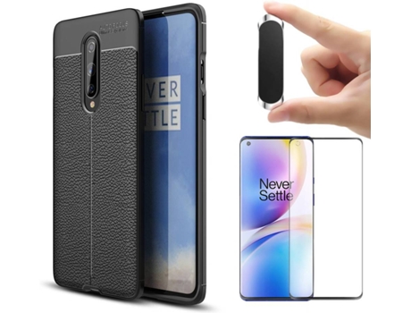 Kit Funda, Protector y Soporte OnePlus 8 Rugged Leather Gris