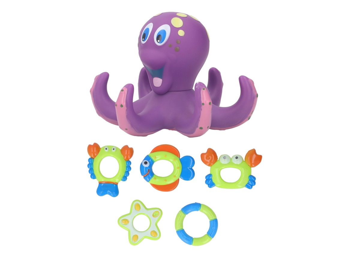 Juguete Interactivo Educativo De Pulpo Para Bebés Con 5 Anillos, Flotante Para Piscina.