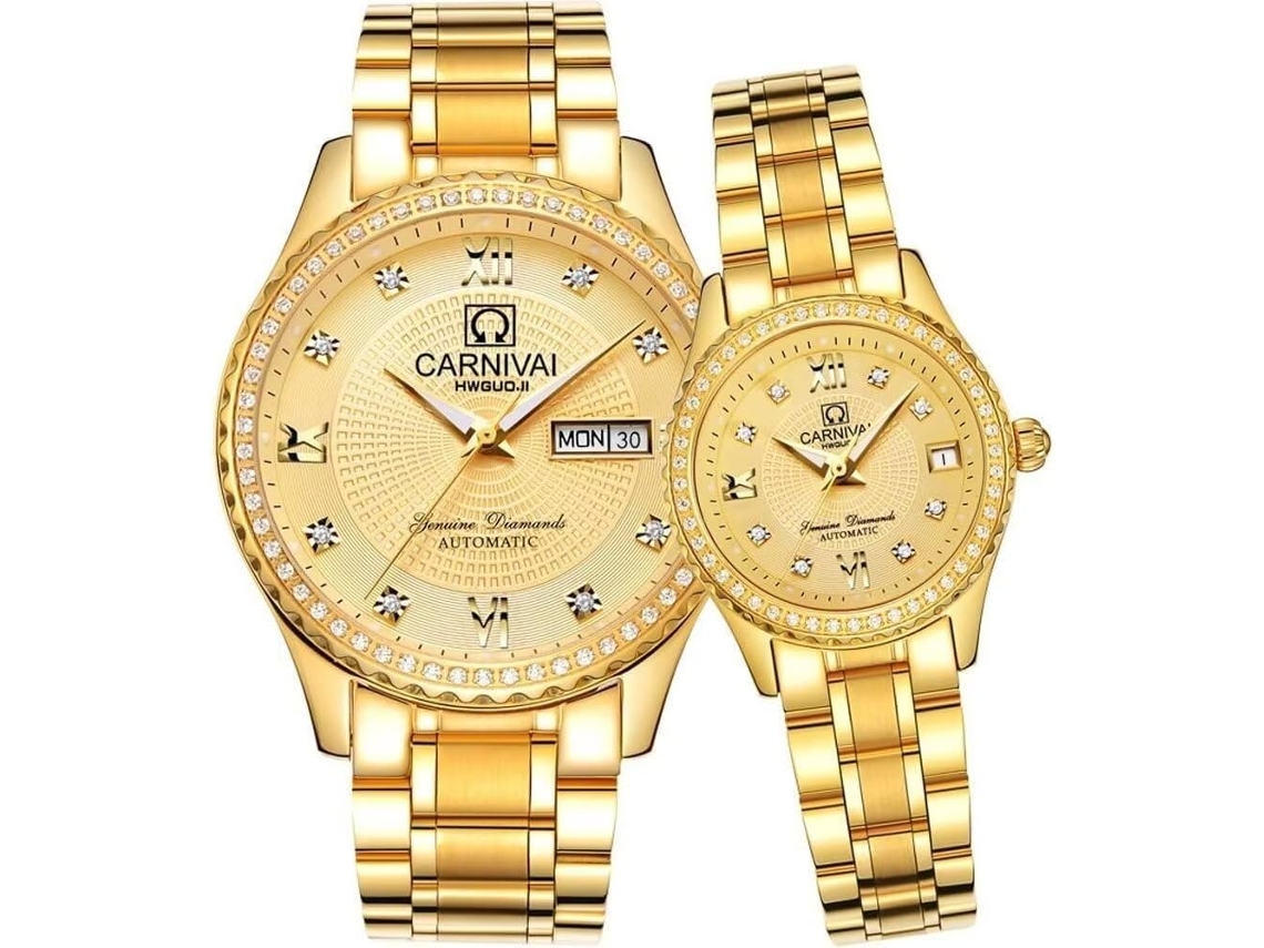Relojes de pulsera mecánicos automáticos elegantes con diamantes rosas Ushion