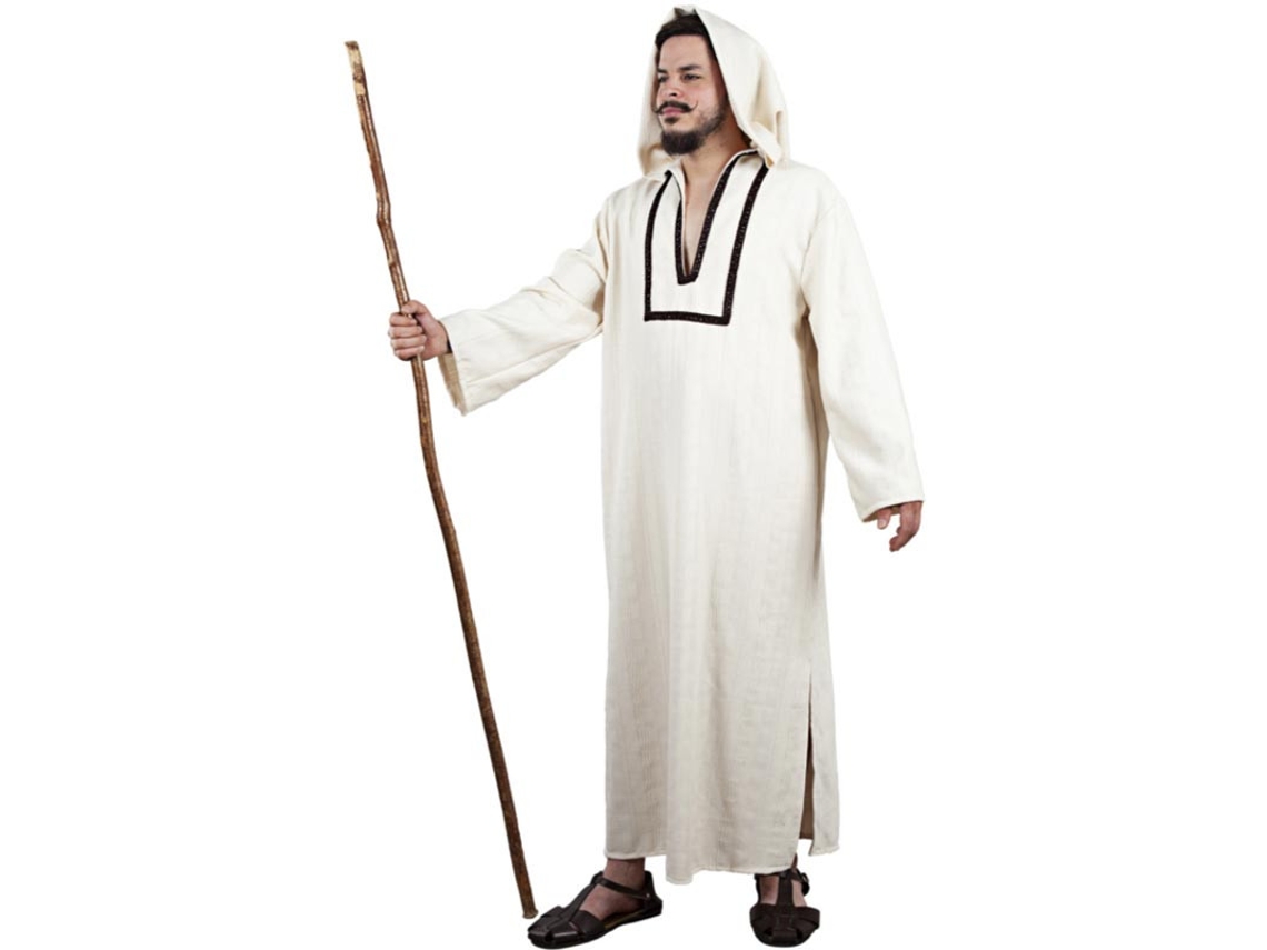 Disfraz de Chilaba Morisca blanco con capucha para hombre