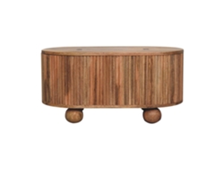 Mesa de centro Soba Ball de madera maciza con tapa, 1 compartimento, color marrón, ARTISAN FURNITURE EST 1995 TM
