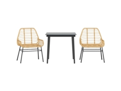 Maison Exclusive - Juego De Comedor Jardín 3 Piezas Ratán Sintético Vidrio Marrón
