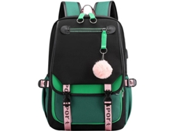 2026-mochila Escolar Para Adolescentes Con Puerto Usb, Mochila Resistente Al Agua Para Estudiantes De Secundaria (negro Verde)