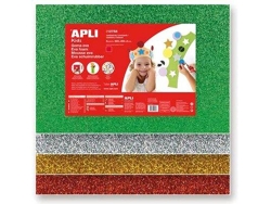 3 Hojas Goma Eva Purpurina APLI Plata (400x600x2mm)