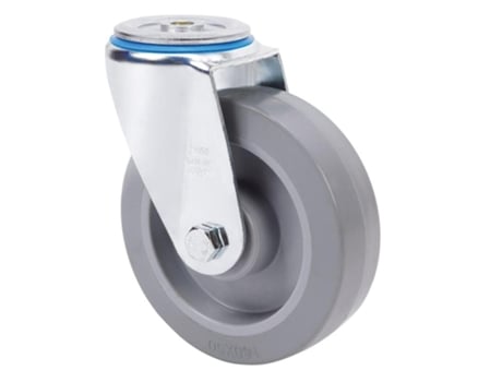 Rueda giratora agujero m12 20zvl80-pgr goma elastica gris eje rodillos ALEX