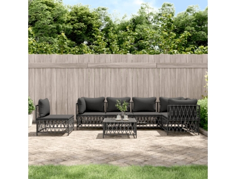 Conjunto 7 de muebles de jardín VIDAXL con cojines acero antracita