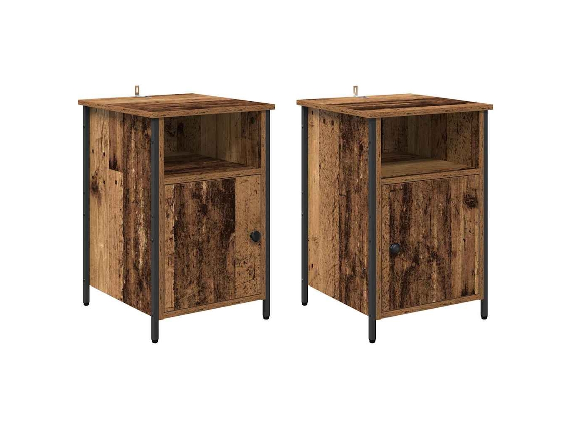 Maison Exclusive - Armario De Noche 2 Pcs Madera Vieja 40 X 42 X 60 Cm