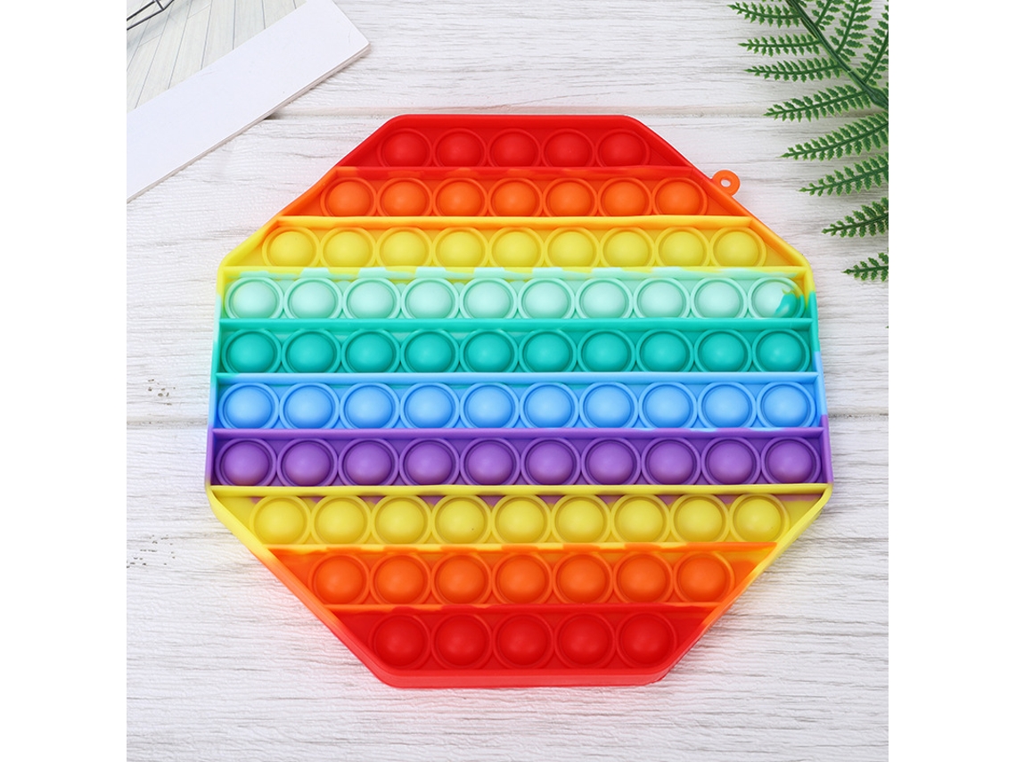Juguete sensorial de burbujas para dedos, cuadrado y redondo, arcoíris, grande, 20 cm, regalo para niños, Mdug