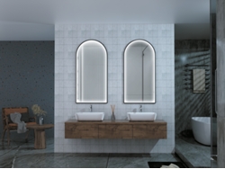 Espejo con luz led en marco de aluminio negro mate doble sensor, anti-vaho MICE COLLECTION