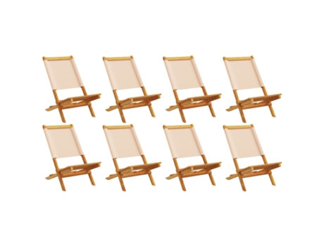 Conjunto 8 Silla De Jardín VIDAXL Beige Madera