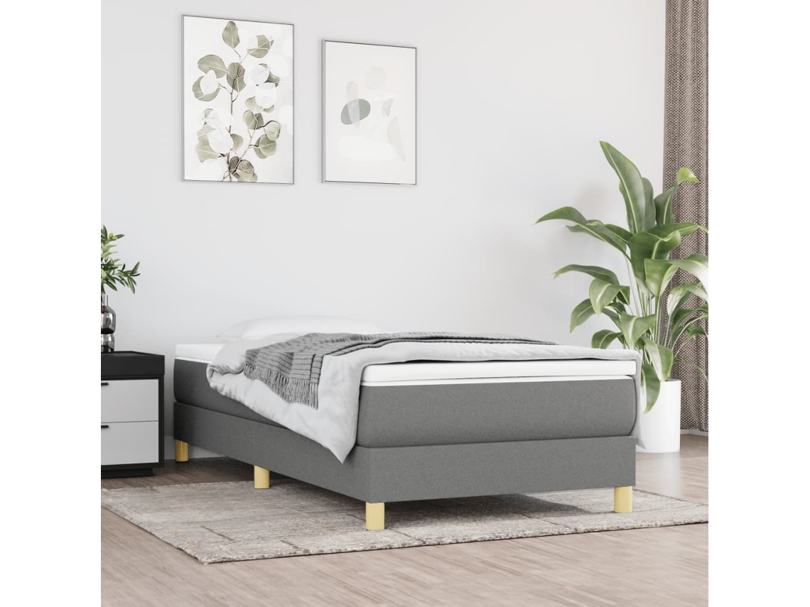 Estructura De Cama Sin Colchón Tela Gris Oscuro 80x200 Cm