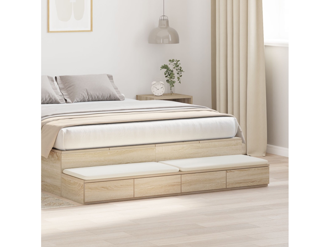 Cajones De Cama Roble Sonoma 135x36,5x16,5 Cm Madera Elaborada