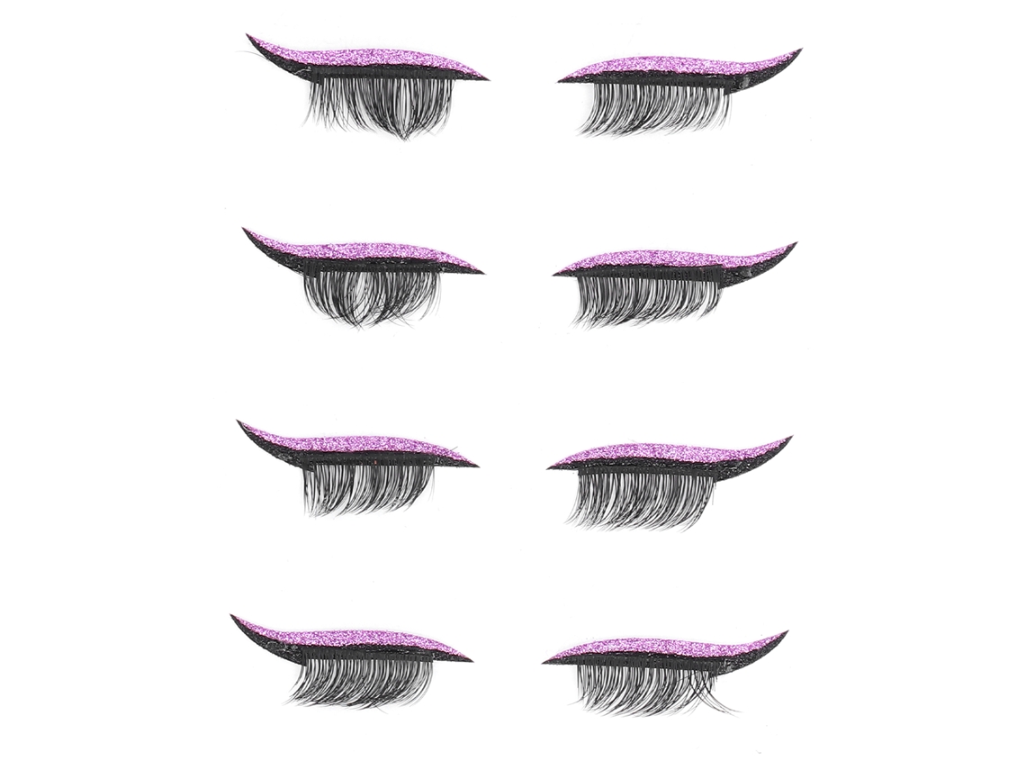 8 pegatinas reutilizables de pestañas postizas moradas para fiestas, carnaval, Halloween y maquillaje diario.