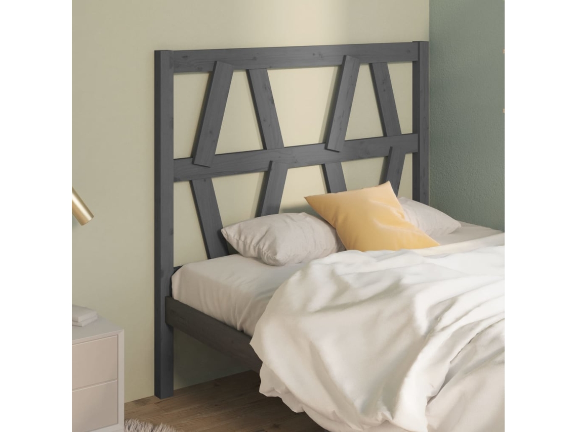 Cabecero De Cama Madera Maciza De Pino Gris 96x4x100 Cm