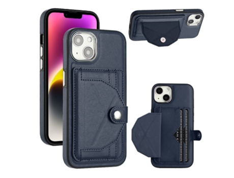 Funda Mobile Phone Cases Shockproof With Card para iPhone 13 Piel Marrón