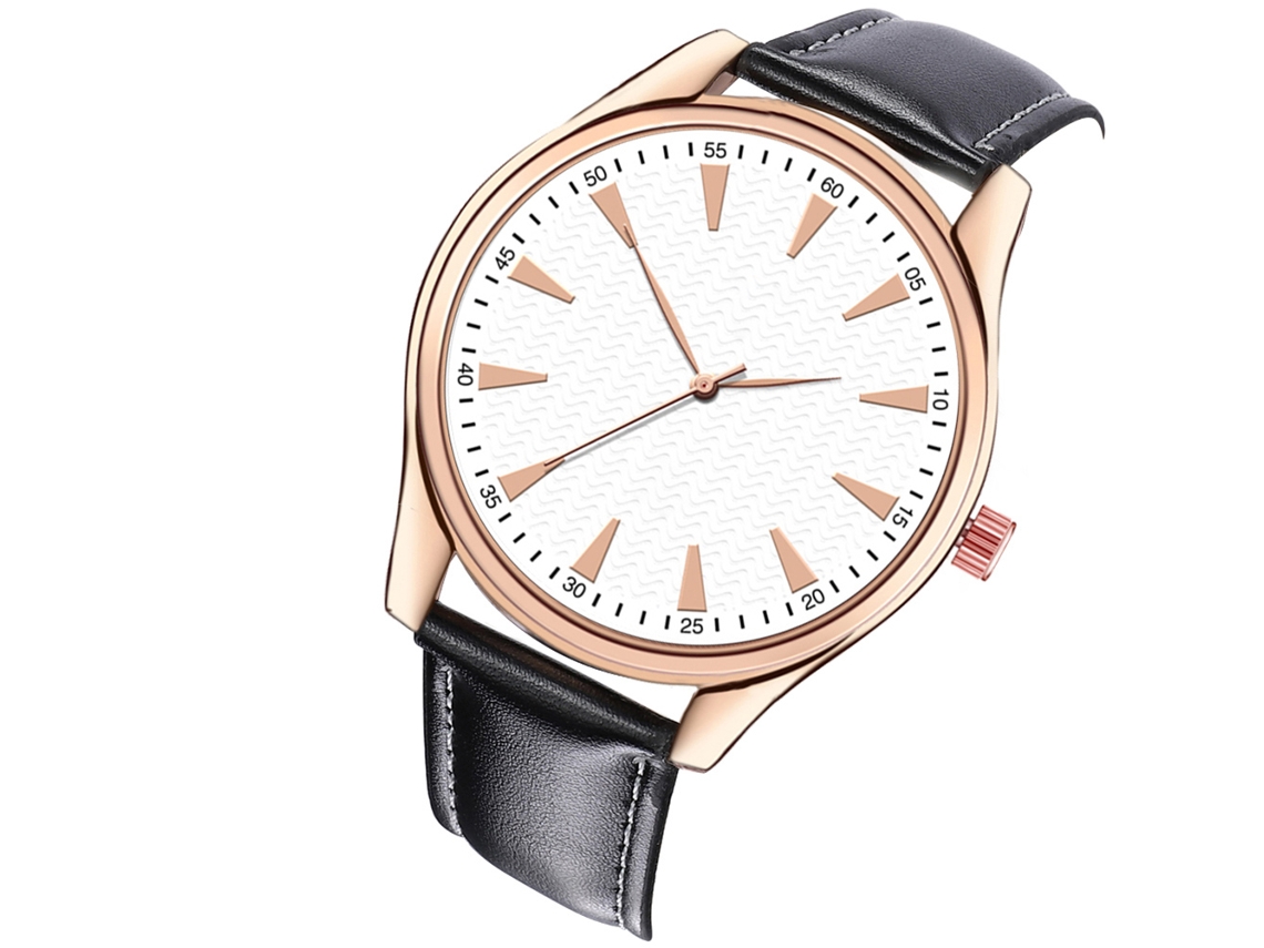 Relógio De Pulseira Para Homens Com Pulseira De Pu, Mostrador Redondo, Display Analógico, Quartzo
