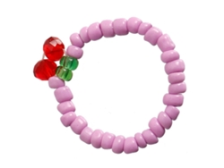 Anillo Elástico Hecho A Mano Con Cuentas De Arroz Y Cerezas Para Mujer, Precioso, Talla Única, Violeta.